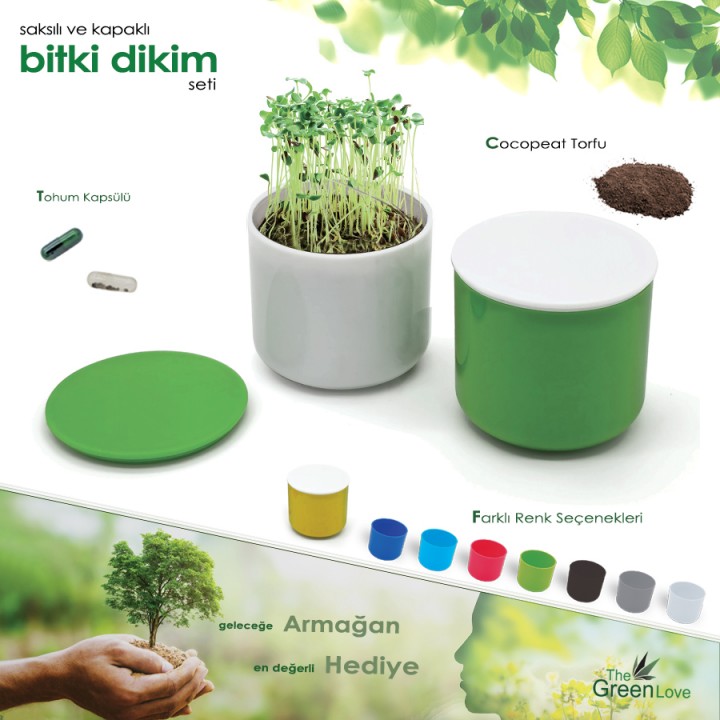 Mini Bitki Dikim Seti Kapaklı Saksılı Doğa Dostu Promosyon Ürünü